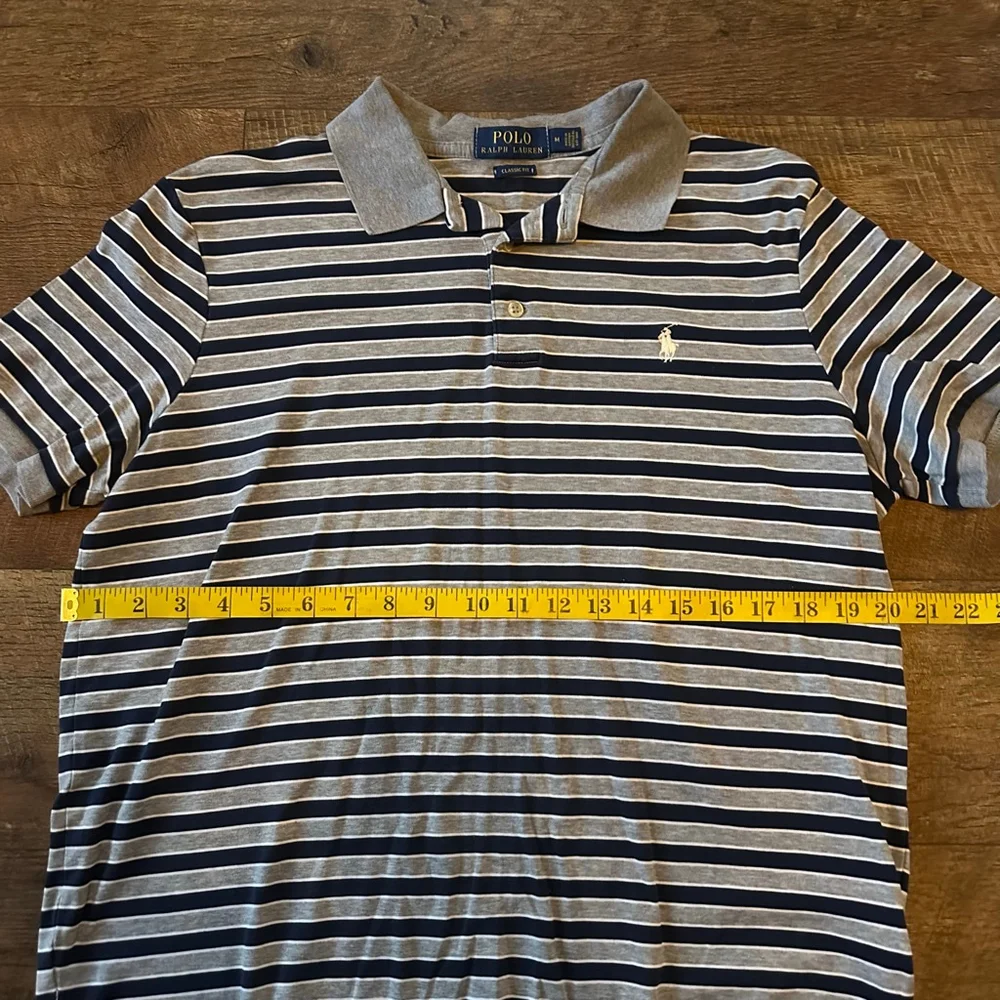 Men's Polo Ralph Lauren Polo M Navy Gray Striped Classic Fit